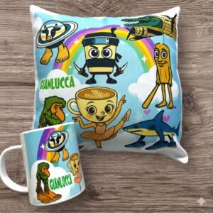 Almohadón 30 x 30 cm mas taza de polímero Brainrot